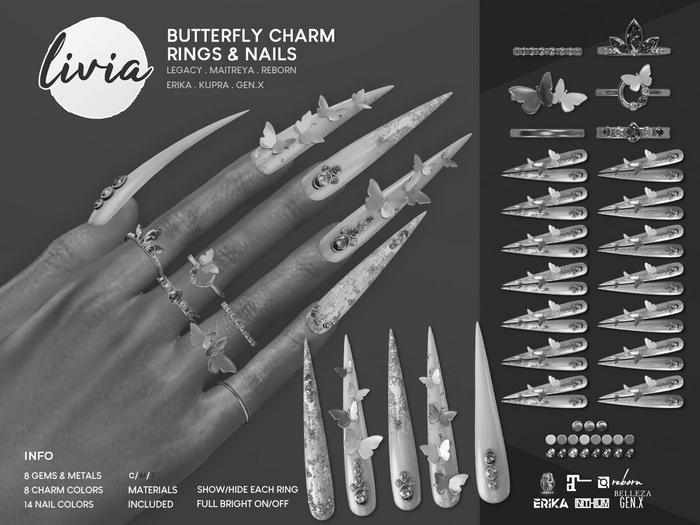 LIVIA Butterfly Charm Rings & Nails DEMOS