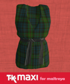 TK Maxi : Vest sleeveless belted (Maitreya) Tartan Green