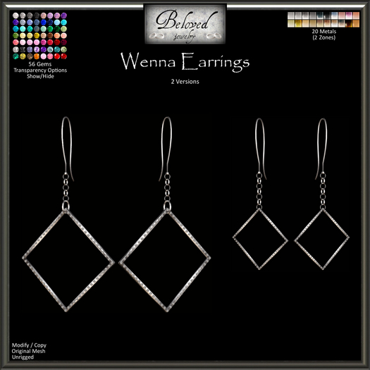 Beloved Jewelry : Wenna Earrings (Texture Change) Square Earrings Gold Silver Diamond Large Earrings