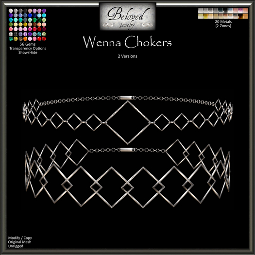 Beloved Jewelry : Wenna Chokers (Texture Change) Square Link Choker Necklace Gold Silver Diamond