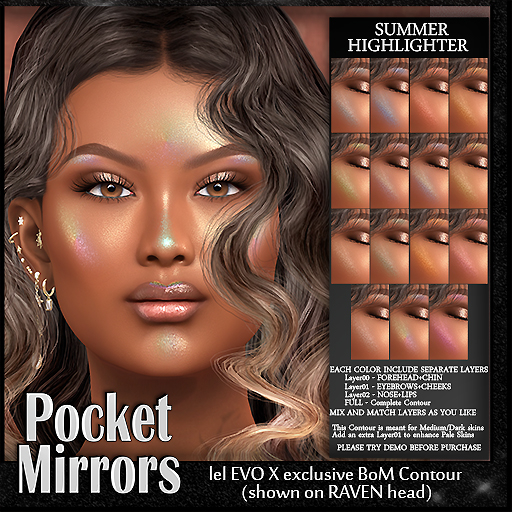 **Pocket Mirrors**_2020s_EvoXBoM_CONTOUR_SummerHighlighter_PACK
