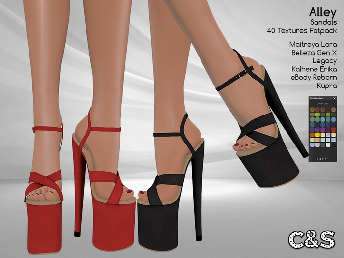 C&S Alley Sandals for Maitreya, Legacy, Belleza, eBody, Kalhene and Kupra. 40 Text.