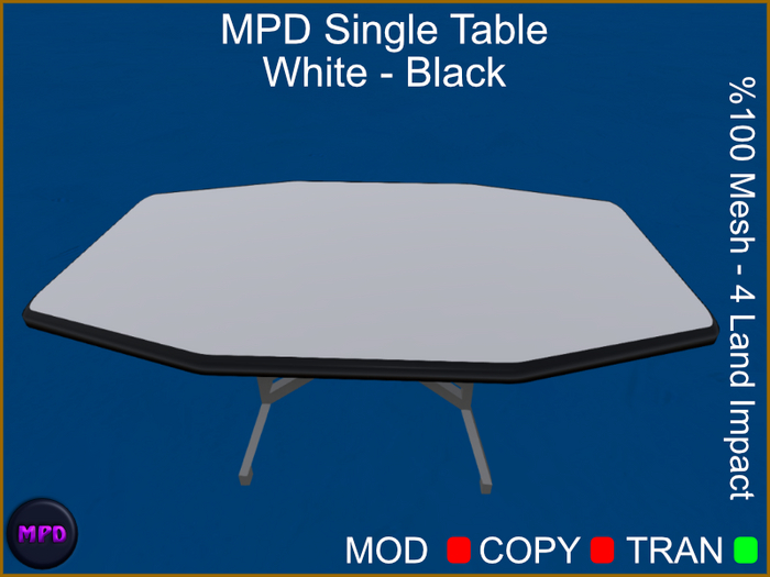 MPD Single Table - White - Black