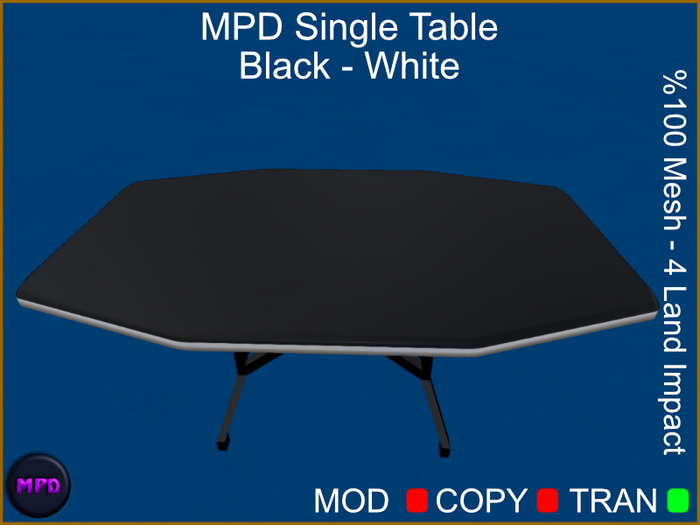 MPD Single Table - Black - White