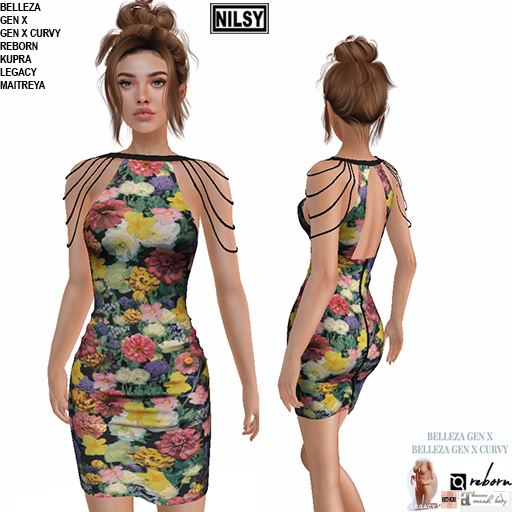 SHOULDER STRAPPED FLOWER DRESS,MESH BODY
