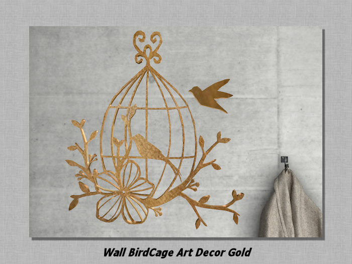Wall BirdCage Art Decor Gold