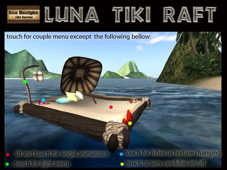 Second Life Marketplace - 60% OFF! Luna Tiki Raft - multisit raft ...