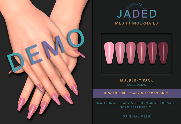 JADED - DEMO Mesh Fingernails - Mulberry