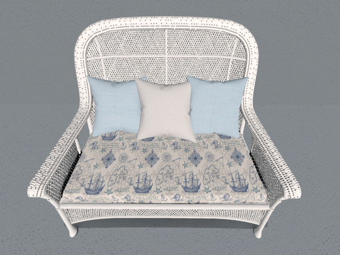 Wicker Sofa Nautical White