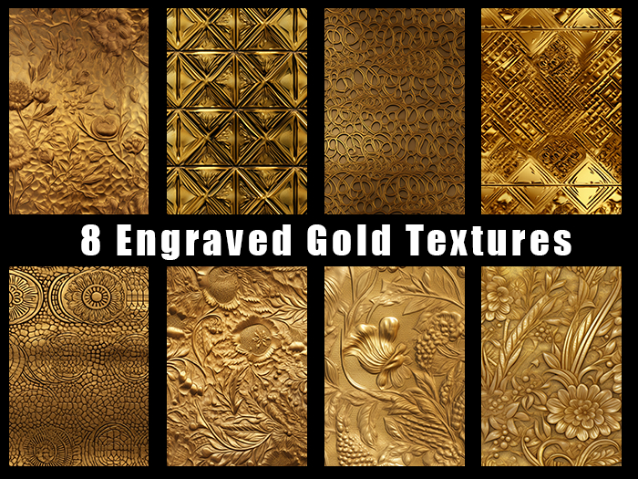 Engraved Gold - 8 textures - FULL PERM PACK