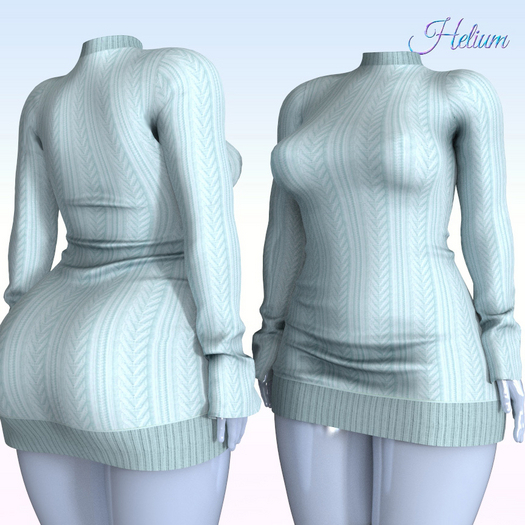 Blue Turtleneck Knit Dress Reborn