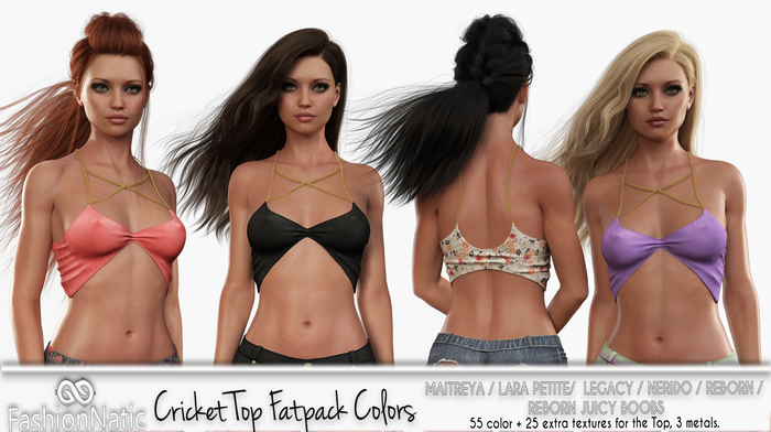 Cricket Top Fatpack Colors - Maitreya, Petite, Legacy, Nerido, Reborn, Juicy - FashionNatic