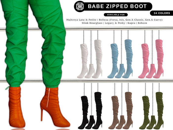 Addams - Babe - Zipper Boots #FATPACK