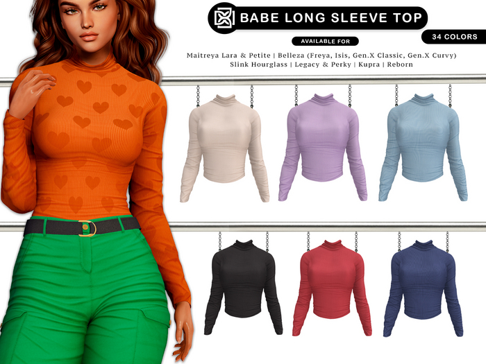Addams - Babe - Long Sleeve Top #FATPACK