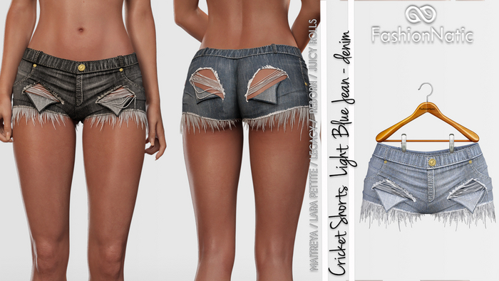Cricket Shorts Light Blue Jeans - Denim  - Maitreya, Petite, Legacy, Reborn, Juicy Rolls - FashionNatic