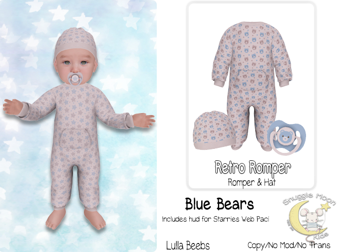 {SMK} Retro Romper | Blue Bears 