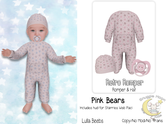 {SMK} Retro Romper | Pink Bears 