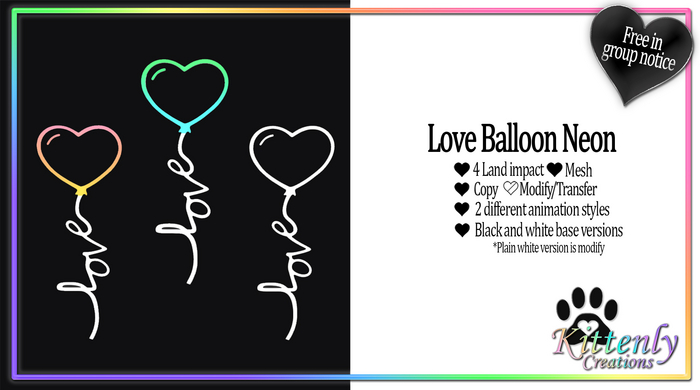 Kittenly Creations - Love Balloon Neon