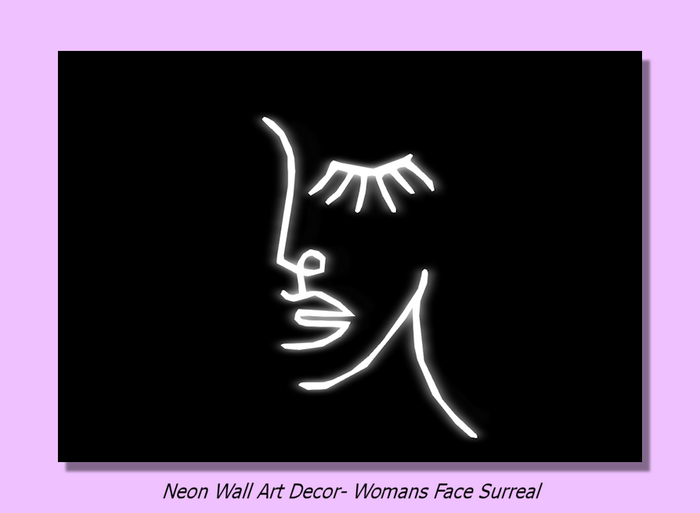 Neon Wall Art Decor- Womans Face Surreal