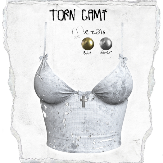 +WORN+ Torn Cami DIRTY DARK WHITE