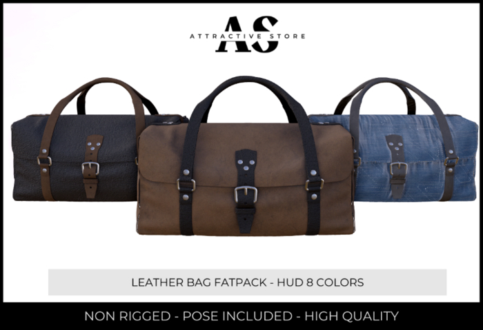 LEATHER BAG -  FATPACK - 8 COLORS WITH HAND POSE , NON RIGGED
