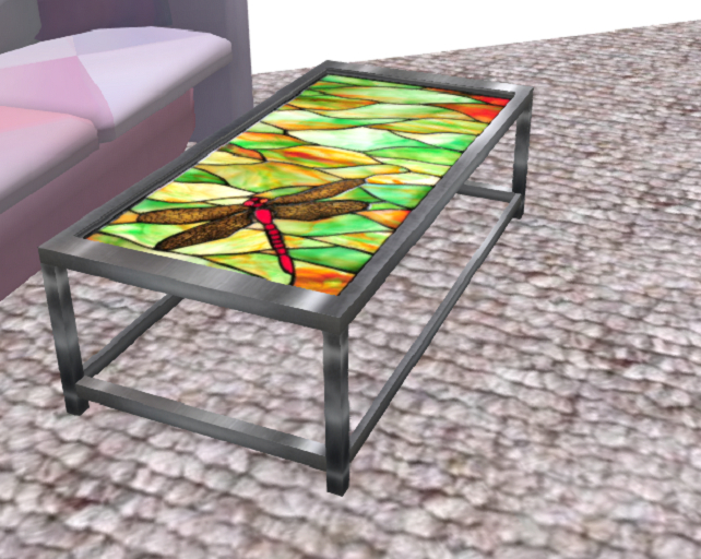 Dragonfly stained glass coffee table  1Li
