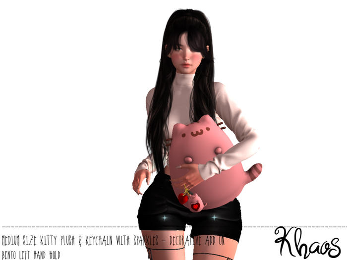 Khaos's Kitty Plush and keychain set LEFT - Pink