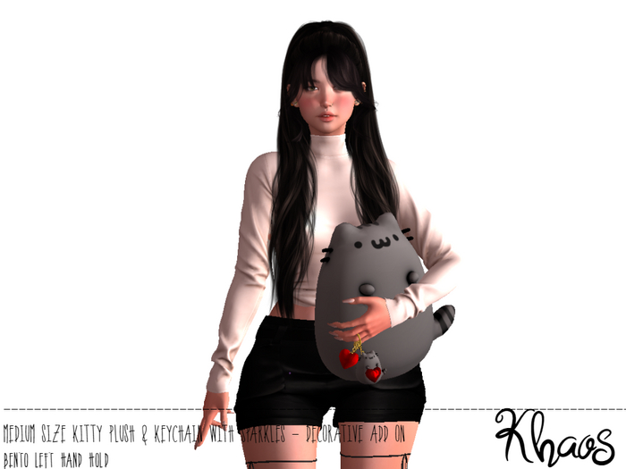 Khaos's Kitty Plush and keychain set LEFT - Dark Gray