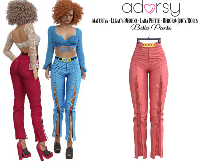 adorsy - Bella Pants Coral - Maitreya/Legacy-Nerido/Lara Petite/Reborn-Juicy
