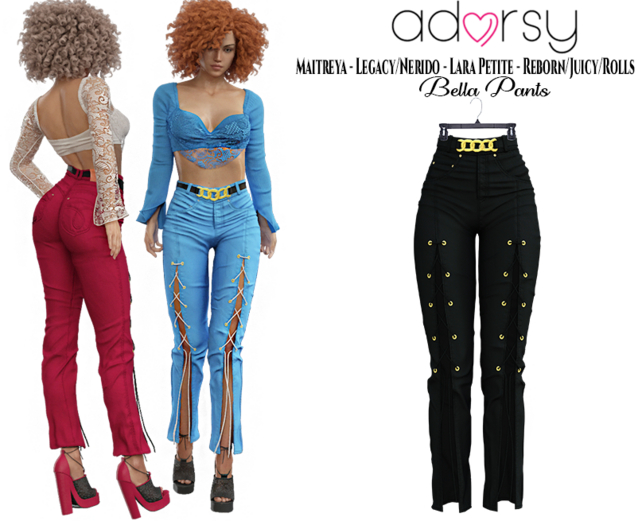 adorsy - Bella Pants Dark Black - Maitreya/Legacy-Nerido/Lara Petite/Reborn-Juicy