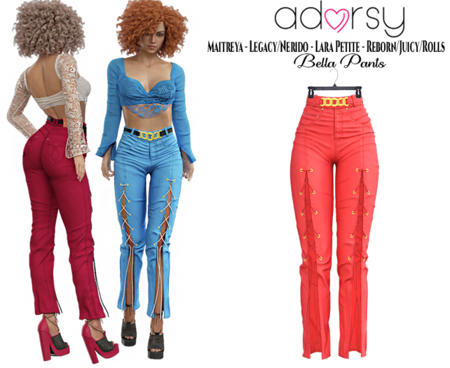 adorsy - Bella Pants Red - Maitreya/Legacy-Nerido/Lara Petite/Reborn-Juicy