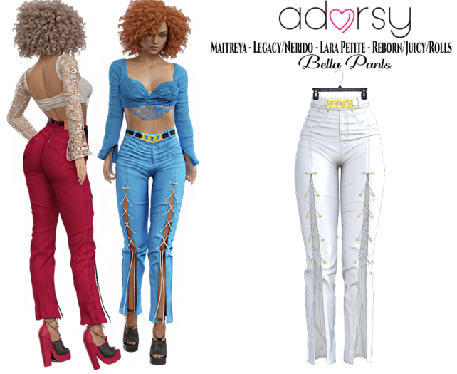 adorsy - Bella Pants White - Maitreya/Legacy-Nerido/Lara Petite/Reborn-Juicy