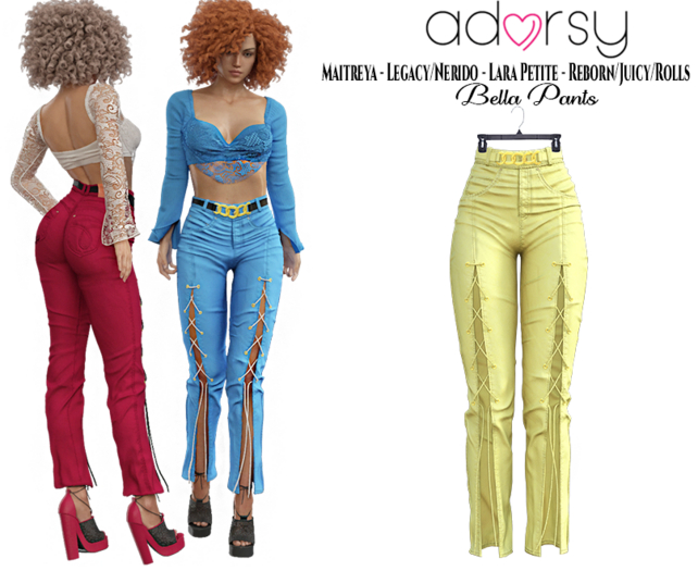 adorsy - Bella Pants Yellow - Maitreya/Legacy-Nerido/Lara Petite/Reborn-Juicy
