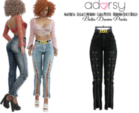 adorsy - Bella Denim Pants Dark Black - Maitreya/Legacy-Nerido/Lara Petite/Reborn-Juicy