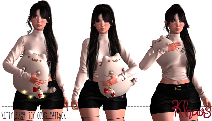 Khaos's Kitty Plush FATPACK - 3 POSES * BEIGE 