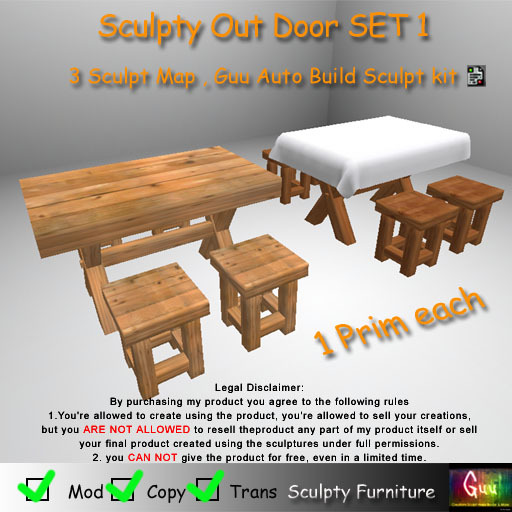 -=((Guu))=- Sculpty Table Chair OutDoor Set1 [BOXED]