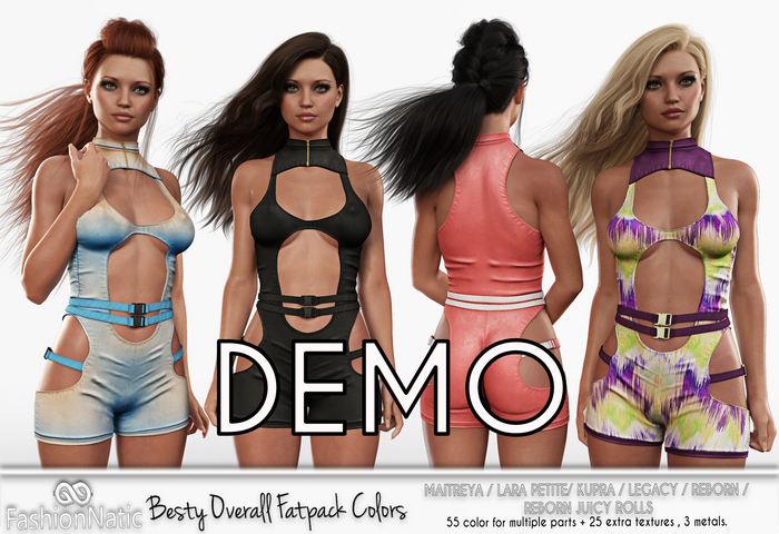 Demo Besty Overall Fatpack Colors - Maitreya, Petite, Legacy, Nerido, Reborn, Juicy - FashionNatic