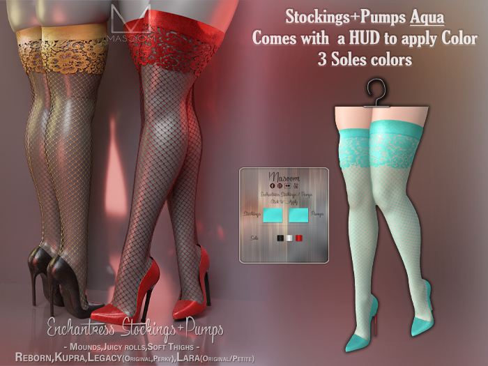 [[ Masoom ]] Enchantress Stockings and Pumps - Aqua