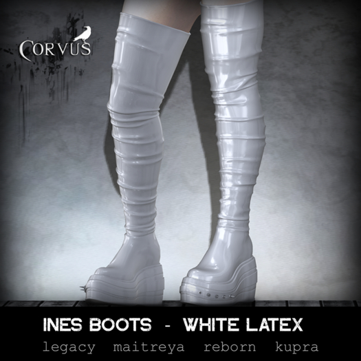 Corvus : White Latex Ines Boots