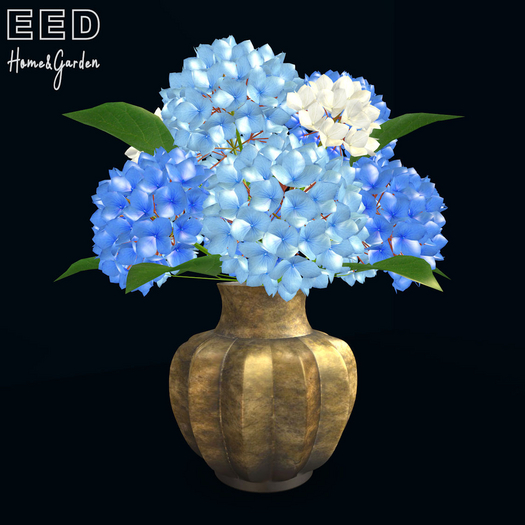 EED's VASE in BRONZE HYDRENGEA BLUE res c