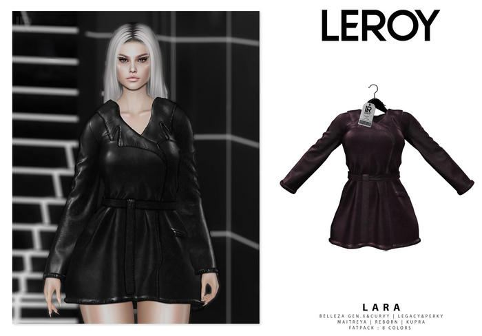 LEROY - Lara Leather Coat - Grape