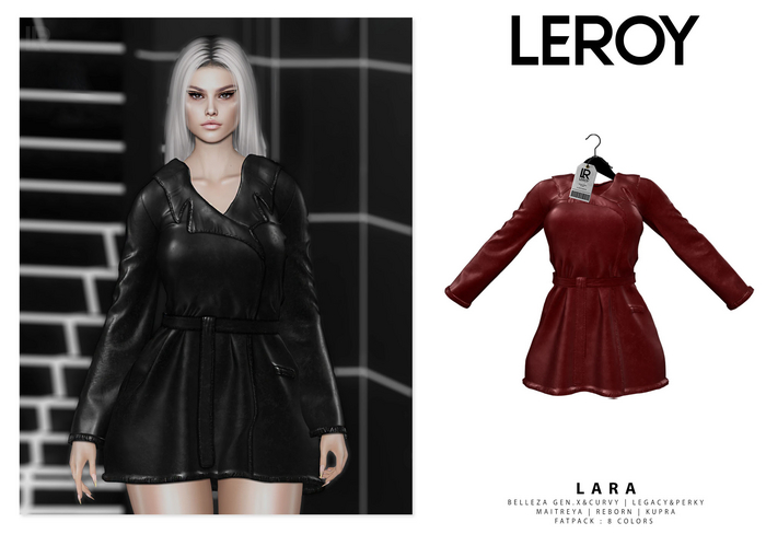 LEROY - Lara Leather Coat - Red