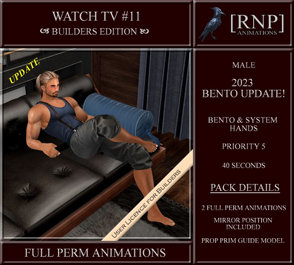 [RNP] Watch TV #11 Bento Full Perm Animation for Male Avatar
