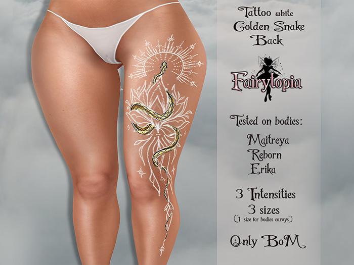 **FAIRYTOPIA** TATTOO LEG GOLDEN SNAKE WHITE