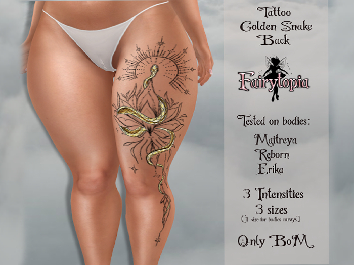 **FAIRYTOPIA** TATTOO LEG GOLDEN SNAKE