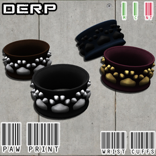 DERP. PawPrint Cuffs - BLACK