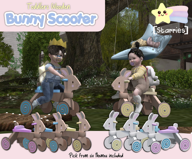 [Starries] Wooden Bunny Scooter for Toddlers - Color Change