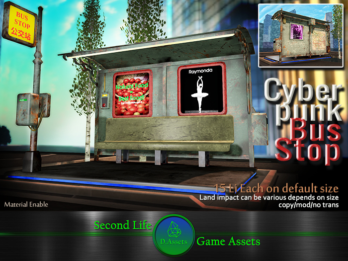 :D.Assets: - Cyberpunk Bus Stop [ADD ME]