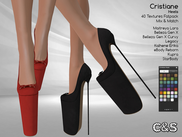 C&S Cristiane Heels for Maitreya, Legacy, Belleza, eBody, Kalhene and Kupra. 40 Text. Mix & Match