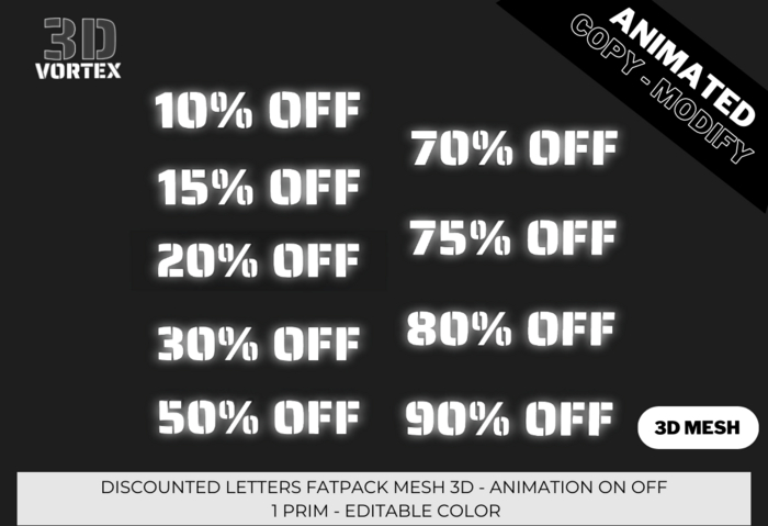 DICOUNT PRICES FATPACK 3D MESH - ON/OFF ANIMATION